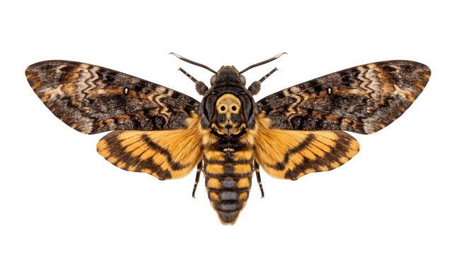 Deaths head hawkmoth with skull pattern Insect, transparent, png, isolated white isolated on transparent background png