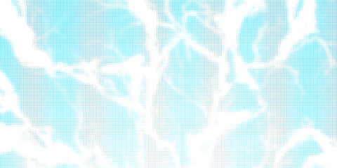 Bright blue sky halftone background. Fading retro comic gradient pattern. Pixelated dotted cloud texture overlay. Cartoon pop art grain backdrop for poster, banner, advertisement, brochure. Vector © Dul