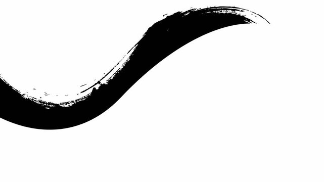 Abstract Black Ink Paint Brush Stroke Animation Pack, Artistic Watercolor Matte Transitions on White Background Animation.