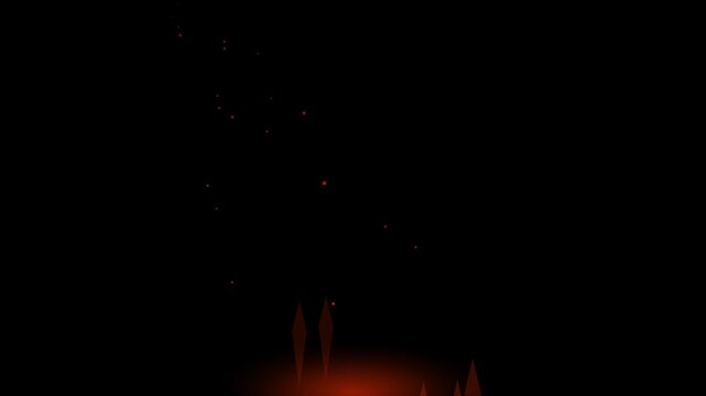 Silhouette of people walking on a dark road with red light