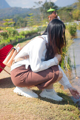 beautiful woman from Thailand in Doi Luang Chiang Dao mountain in chiangmai Thailand © sakdinon