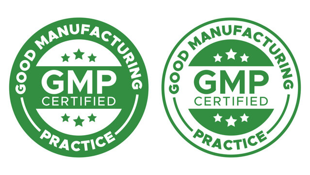GMP Certified Badge Collection Good Manufacturing Practice Quality Seal Vector Set
