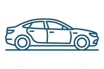 Naklejka premium Sedan Car Line Icon. Modern Automobile Outline Vector Illustration