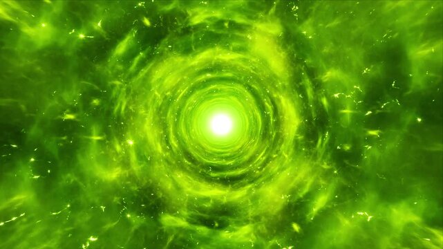 A swirling green vortex of glowing energy, representing a portal to another dimension or a powerful mystical force