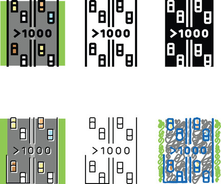 high traffic road variations color icon vector. high traffic road sign. isolated symbol