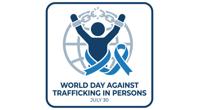 Human figure with broken chains and ribbon vector illustration on white background