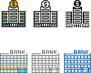 Obraz premium skyscraper bank building color icon vector. skyscraper bank building forms sign. isolated symbol