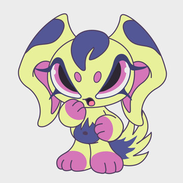 Cute cartoon animal with big ears. Funny character. Cartoon character design.