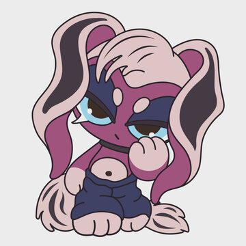 Cute cartoon animal with long ears. Funny character. Cartoon character design.