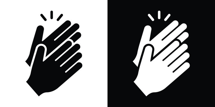 Applauding hands vector icon set. Stylized clapping gesture symbolizing ovation, congratulations, praise, and victory.