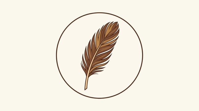 Brown feather in circle