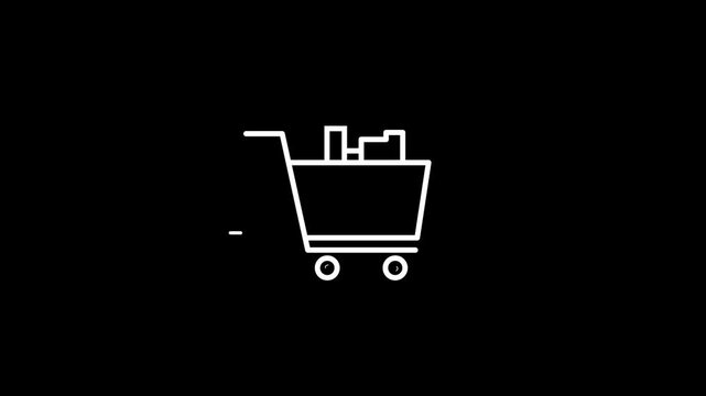 Animated Shopping Cart Icon for Digital Retail, E-Commerce Interface 4K Stock Video