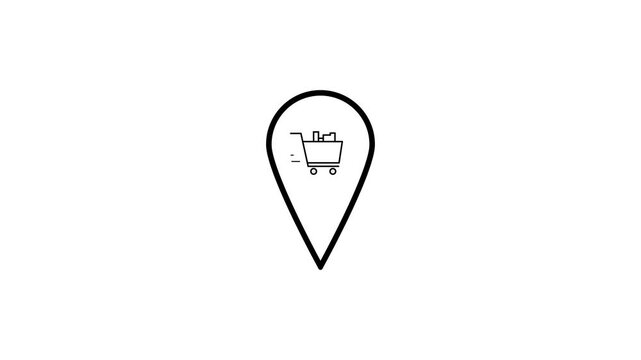 Animated Shopping Cart Icon for Digital Retail, E-Commerce Interface 4K Stock Video