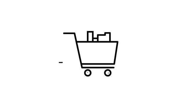 Animated Shopping Cart Icon for Digital Retail, E-Commerce Interface 4K Stock Video