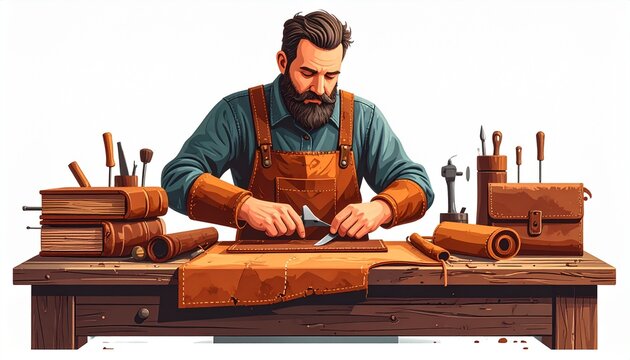 Skilled craftsman working with woodworking tools in workshop.