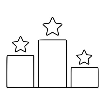 Minimalist Hand Traced Vector Icon Of Ranking Chart With Three Podiums And Stars Indicating First Second And Third Place Achievement Award Trophy Line Art Illustration For Modern Business
