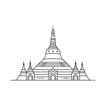 Black and white line drawing of a traditional church building.