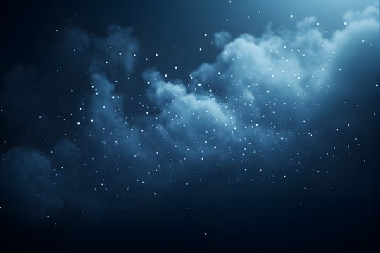 Dark Blue Cloudy Night Sky with Stars