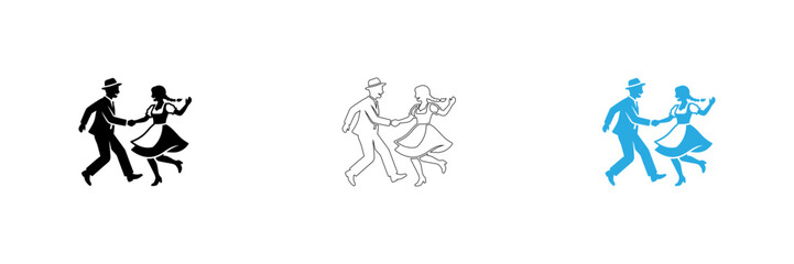 Obraz premium Couple dancing in different styles vector icons isolated on transparent background, Vector