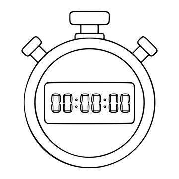 Minimalist Line Art Stopwatch Vector Icon - Timer Illustration for Sports Design, Chronometer Symbol, Timing Device, Outline Style Graphic Element, Precision Timekeeping Tool, Modern Minimal Design