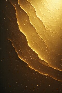 Golden Abstract Textured Landscape with Cratered Ridges