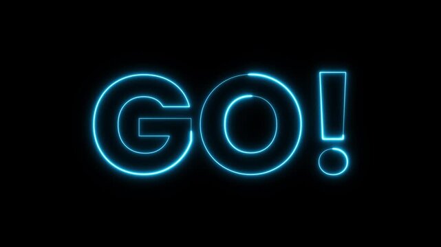 3 2 1 GO countdown motion graphic animation on black background. Animated of 3 2 1 go countdown animation. Glowing neon 3 2 1 go time limit animation.