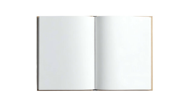 Open book, centered, blank white pages against black background