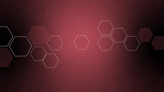 Abstract tech background with hexagonal shapes and diagonal lines animation