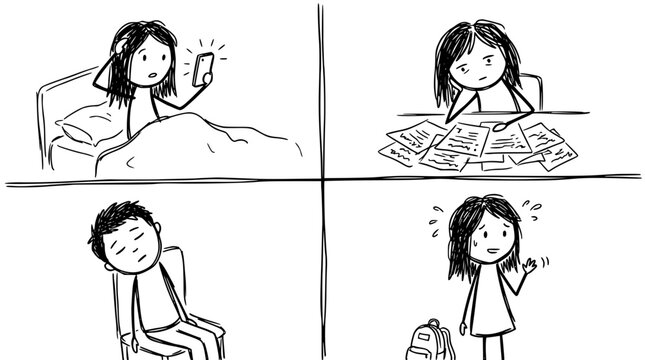 A person shows signs of stress and anxiety while studying late at night, surrounded by papers and a phone, highlighting the pressure of academic expectations.