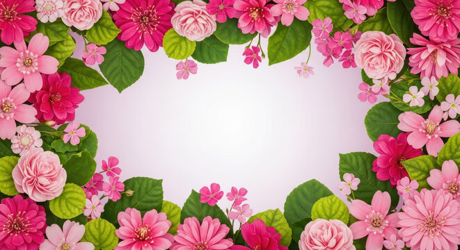 A highly detailed and realistic image of a fragrant garden filled with a variety of lovely pink