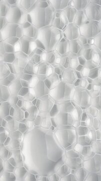 White Foam Bubble Texture. Translucent bubbles form a dense cellular pattern with subtle organic motion. Ideal for clean abstract backgrounds.