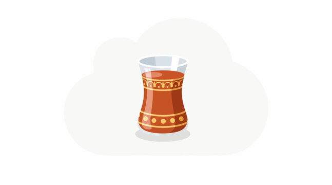 Armudu Glass of Turkish Tea: Traditional Beverage, Flat Design
