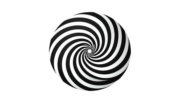 Swirling sphere with optical illusion of a black and white vortex