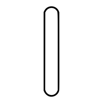 Minimalist vector icon illustration of a tongue depressor medical examination tool featuring clean continuous line art outline style perfect for healthcare applications and medical design projects