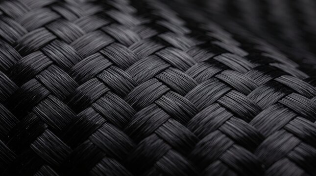 Premium Carbon Fiber Woven Composite Texture Background with Detailed Black Fiber Pattern