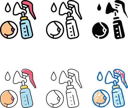 forms pumpking milk with breast pump color icon vector. pumpking milk with breast pump sign. isolated symbol