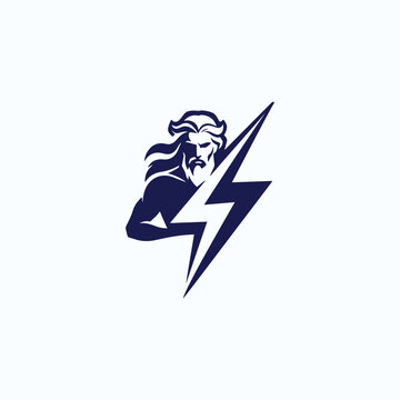 Zeus God Logo mascot thunder design logo