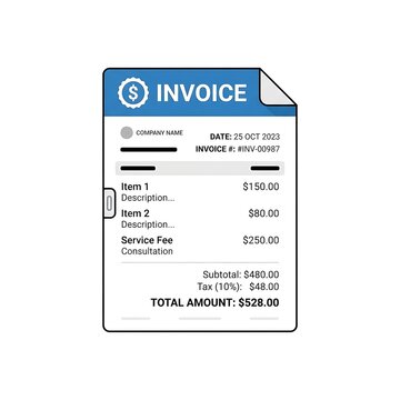Professional invoice document template for business billing and financial accounting services.