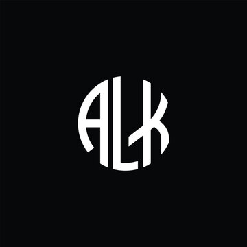 Alk circular monogram logo mark isolated on black background