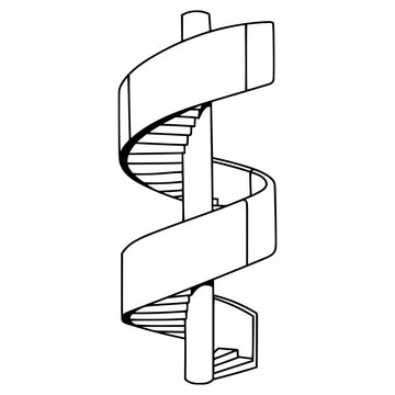 career growth concept outline drawing of round architectural staircase for business logo