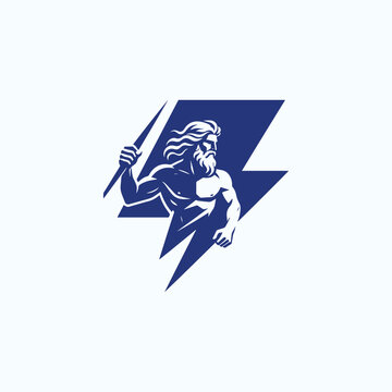 Zeus God Logo mascot thunder design logo
