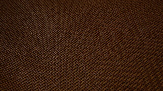 Close-Up Woven Rattan Cane Texture Background, Natural Brown Wicker Basket Weave 