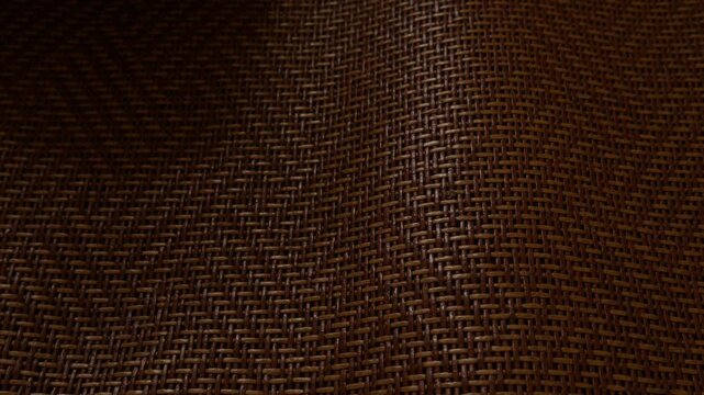 Close-Up Woven Rattan Cane Texture Background, Natural Brown Wicker Basket Weave 