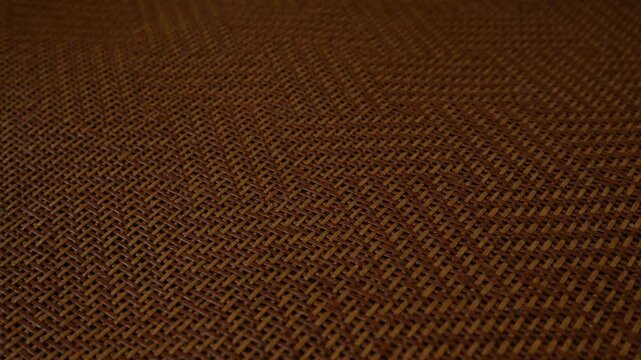Close-Up Woven Rattan Cane Texture Background, Natural Brown Wicker Basket Weave 