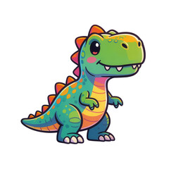 Fototapeta premium Colorful Cartoon Dinosaur Transparent Background