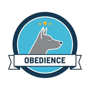 Obedient dog training illustration graphic.