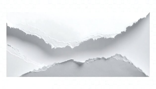White torn paper background banner with ripped edges and soft shadow layers