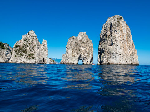 Italy, Capri, Gulf of Naples, Punta di Tragara, Faraglioni