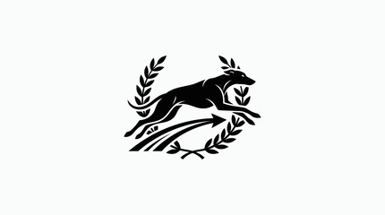Obraz premium Fast greyhound dog icon with stars and laurels.