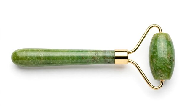 Jade facial roller massager tool gold.